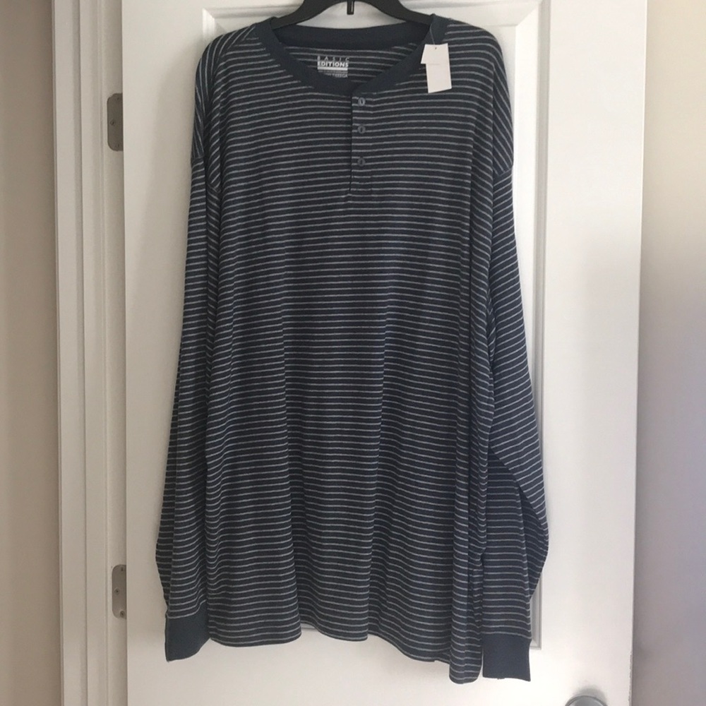 Big man long sleeved striped shirt